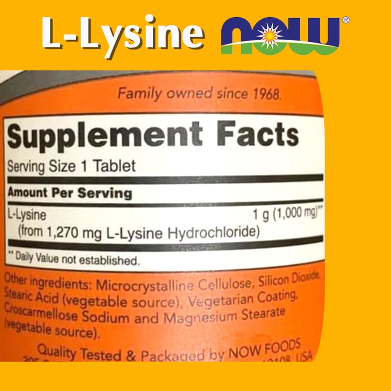 Viên Uống L-Lysine Now 1000mg - Now L Lysine llysine 1000mg - Hỗ trợ điều hòa nội tiế