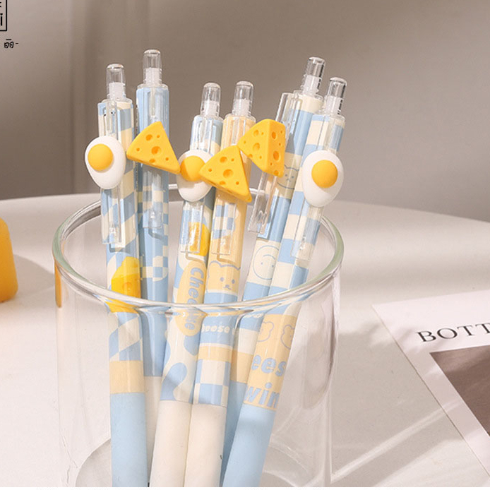 Bút gel bấm UMEI SHIORI mực đen ngòi kim cao cấp thanh cài cheese & trứng rán