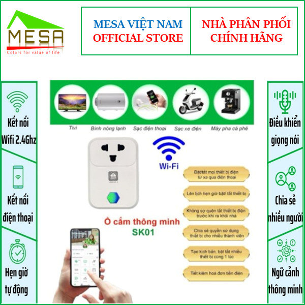 Ổ cắm thông minh Hunonic SK01. Điều khiển từ xa bằng điện thoại thông qua Wifi| Hẹn giờ tự động, công suất lớn.