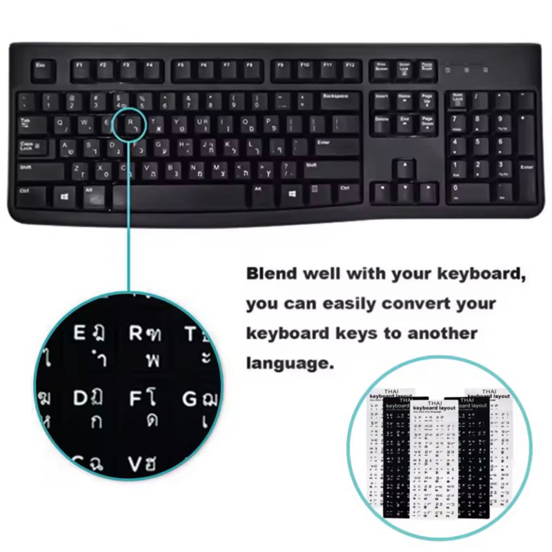 Miếng dán bàn phím tiếng Thái trên máy tính và laptop. miếng dán bàn phím máy tính. miếng dán thái lan. miếng dán laptop