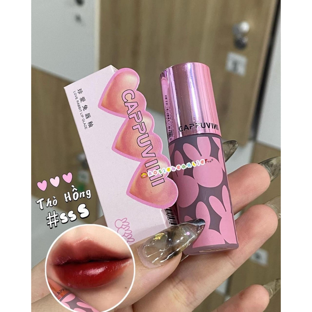 Son Kem Cappuvini Thỏ Hồng Love Mềm Mịn Môi Rabbit Lip Glaze Chính Hãng