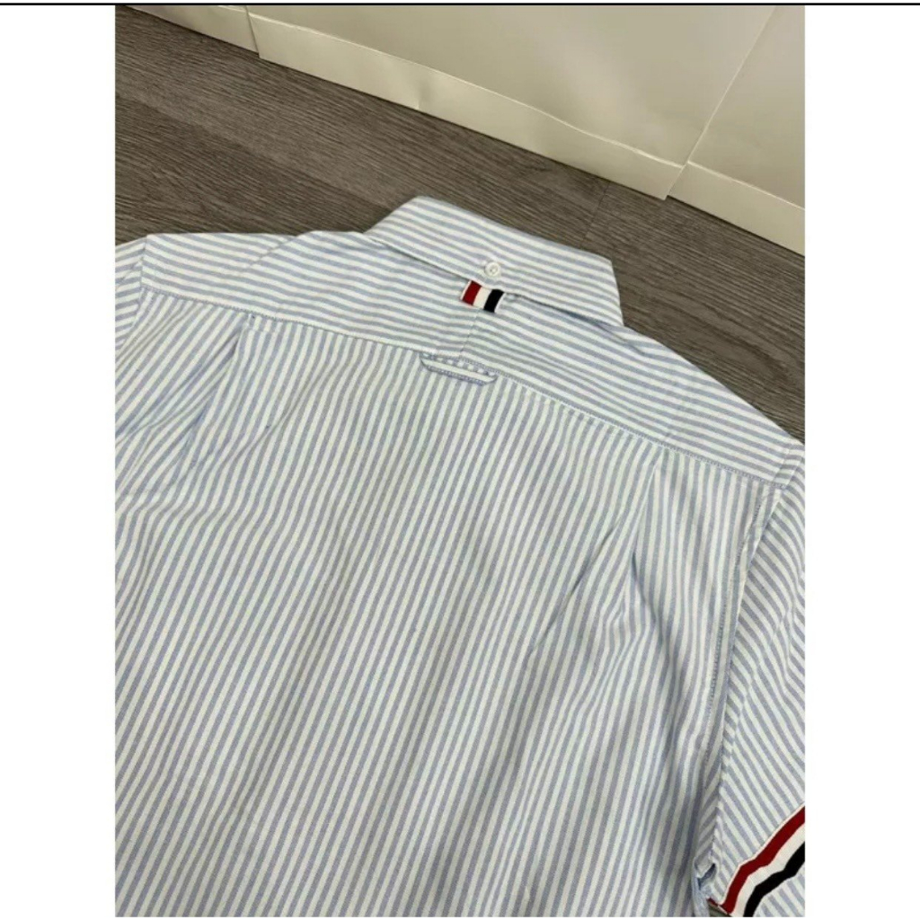 Áo Sơ Mi Thom Kẻ Sọc Ngắn Tay Vải Cotton Lụa Cao Cấp