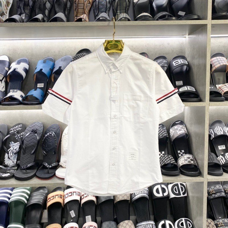 Áo Sơ Mi Thom Kẻ Sọc Ngắn Tay Vải Cotton Lụa Cao Cấp