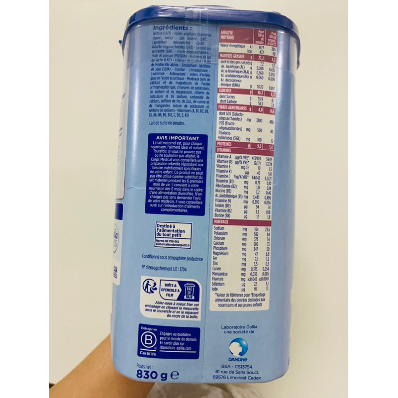 Sữa Gallia Calisma Relais 2 830g - hàng nội địa Pháp