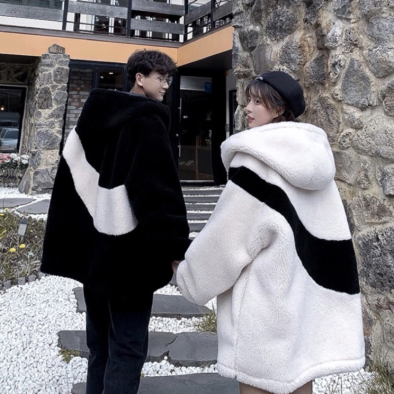 Áo Khoác Lông 2 Lớp  Bản Chuẩn Có Mũ Dày Dặn Phối Kẻ Sọc Phong Cách Trẻ Trung Năng Động Áo Khoác Lông Nữ Vạch Tay | BigBuy360 - bigbuy360.vn