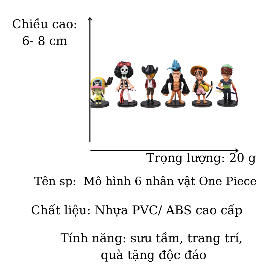 Mô hình One Piece Luffy Store Rozo 6 nhân vật băng mũ rơm luffy rozo sanji chibi cao 9,8cm , figure anime one piece