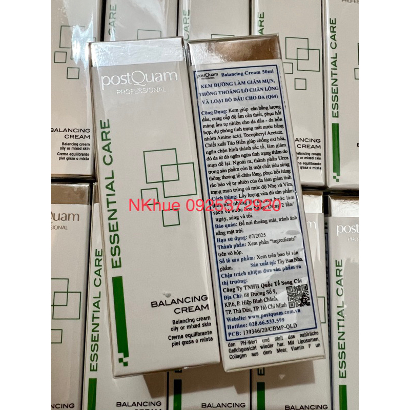 Kem dưỡng làm giảm mụn, thông thoáng lỗ chân lông Balancing Cream postQuam 50ml