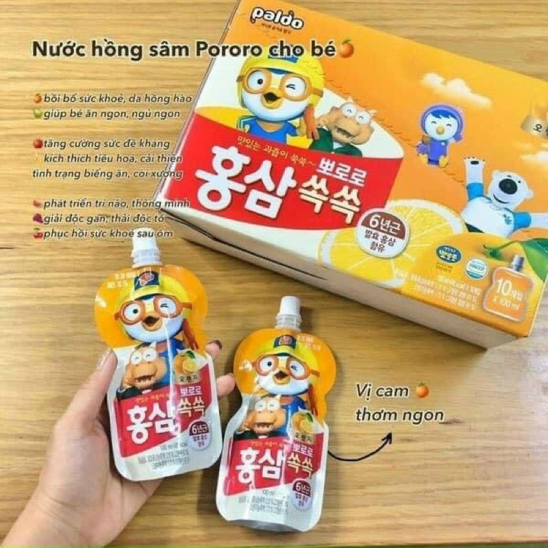 Nước Hồng Sâm Pororo Hàn Quốc, Nước oa quả cho bé bổ sung dưỡng chất, tăng cường sức khỏe