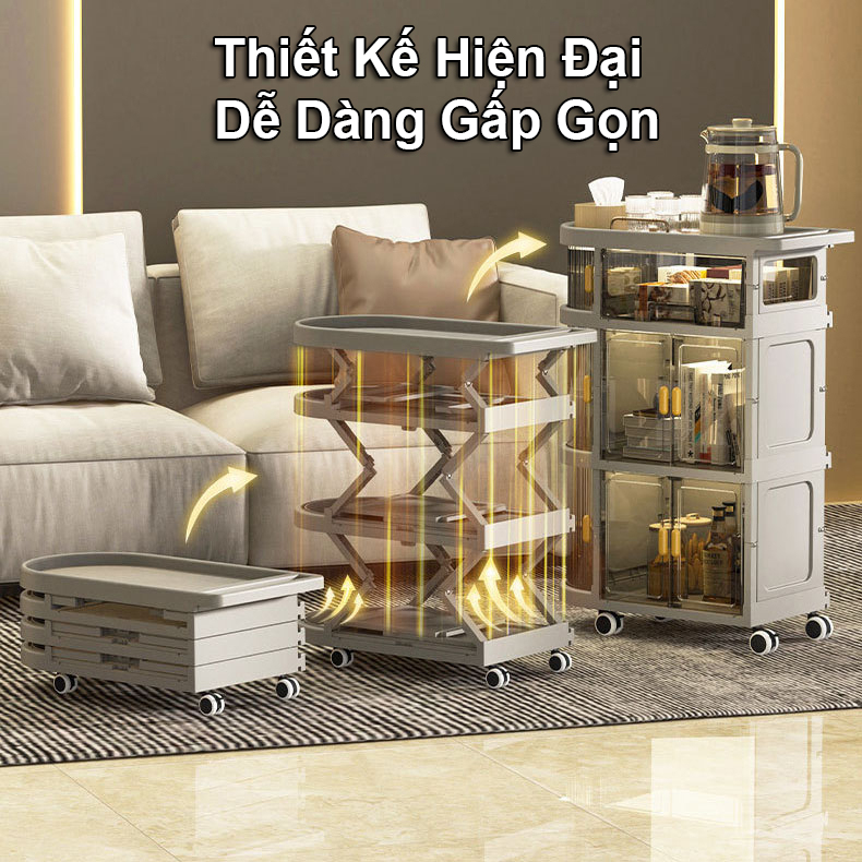 Kệ Để Đồ Sơ Sinh 4 Tầng YEYA Có Ngăn Kéo Trong Suốt,Bánh Xe Đẩy Tiện Lợi,Kệ Để Đồ Đa Năng Gấp Gọn Phong Cách Châu Âu