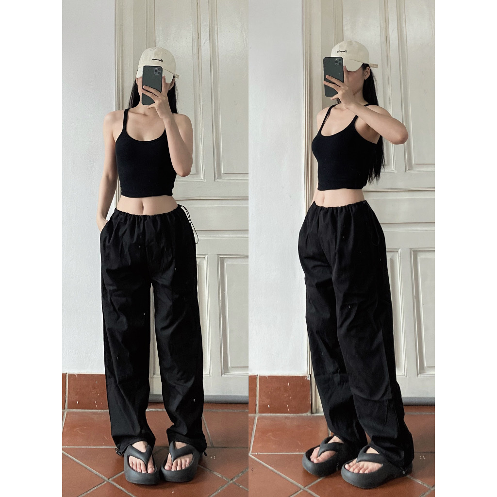 Quần Jogger Ống Rộng  Dáng Suông Trơn Cạp Rút Eo Hit H0t ,Quần Chất kAKI Thể Thao PARACHUT Siêu Cá Tinh