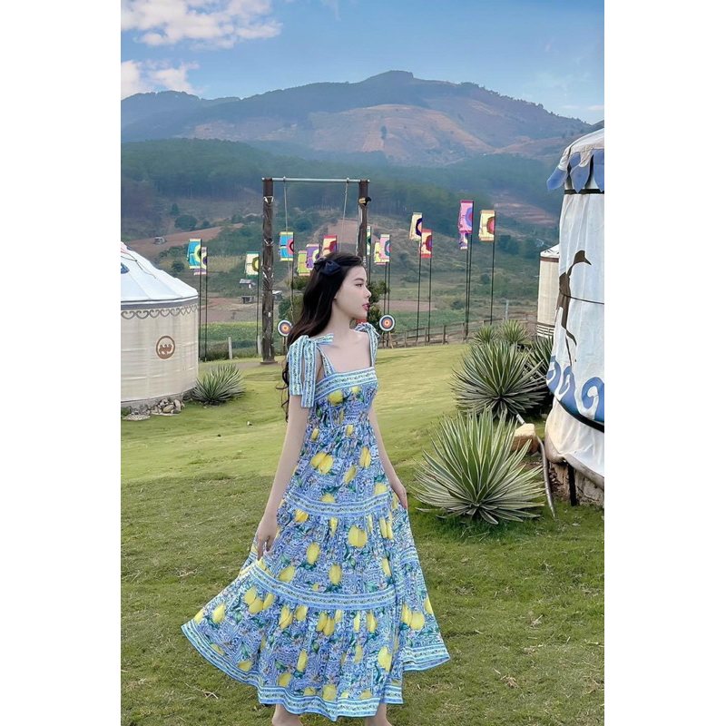 Đầm xoè voan hoa TRIPBLE T DRESS phong cách boho - Free size dưới 54kg