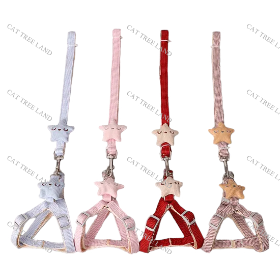 DÂY DẮT CHÓ MÈO KÈM ĐAI NGỰC, HÌNH NGÔI SAO - VÒNG CỔ MÈO CHÓ - DÂY XÍCH CHO THÚ CƯNG