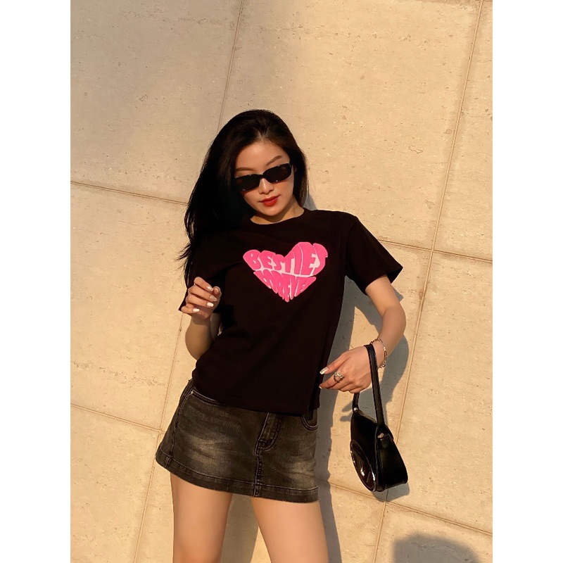 Áo Nữ Baby Tee Tim Besties 🌸Áo thun babytee nữ cotton cá tính🌸