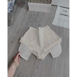 Quần short jean nữ trơn đen trắng túi lộ trơn