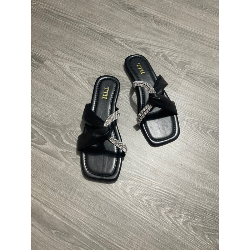 Dép bệt chéo chữ X phối dây đính hạt bigsize 35-45