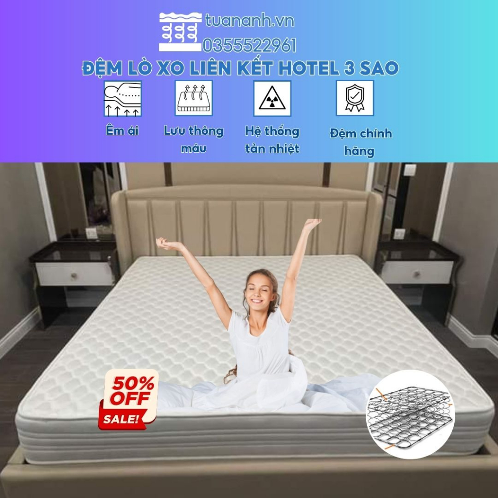Đệm lò xo liên kết khách sạn 3 sao giá rẻ