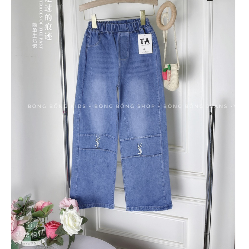 Quần Jeans Xuông thêu Gối đại cồ bé Gái