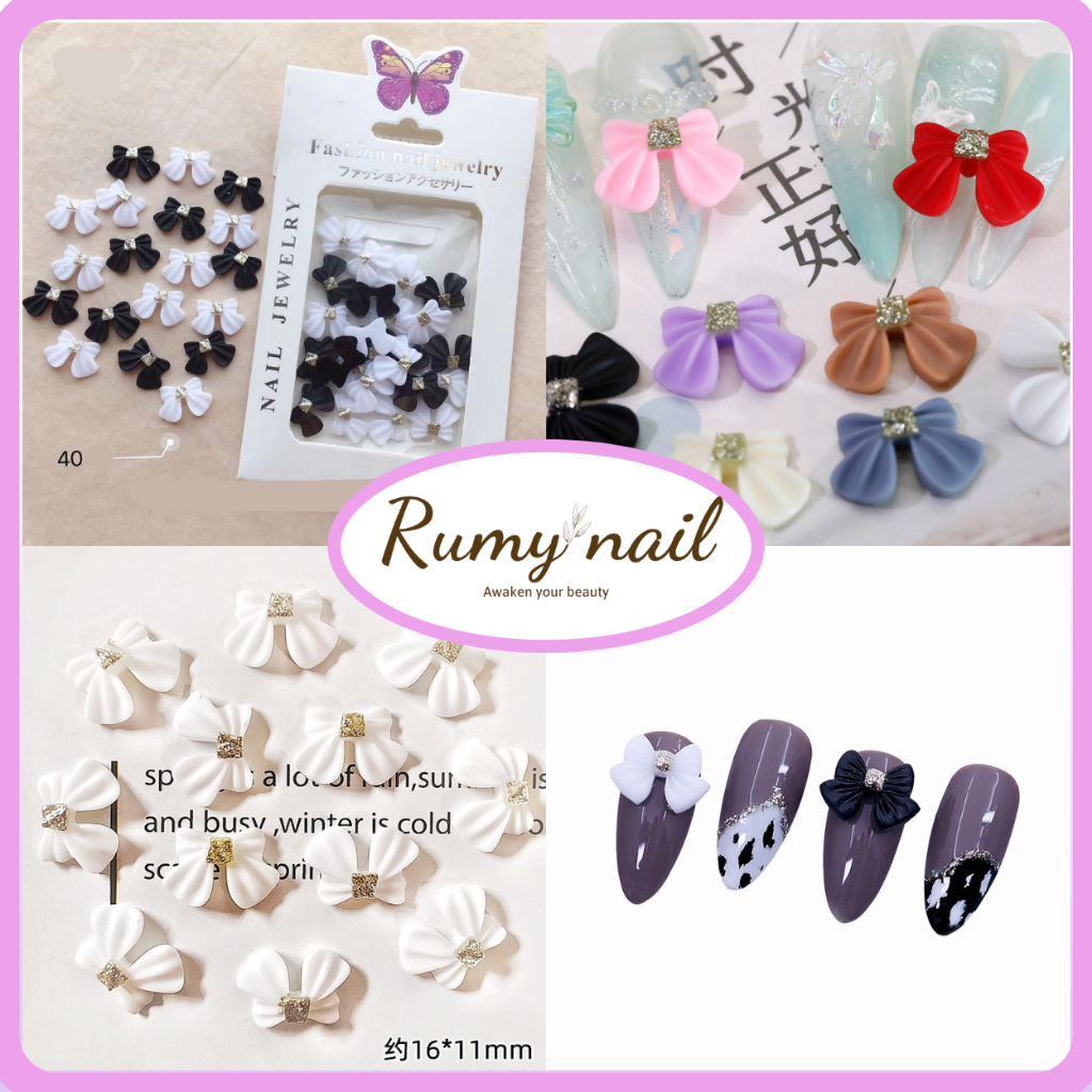 Charm nail, charm nơ gắn móng, trang trí móng (nhiều màu)