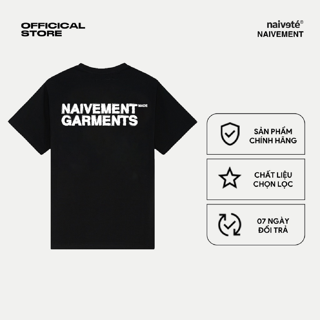 Áo thun unisex NAIVETE Garment T-shirt chất liệu cotton cao cấp