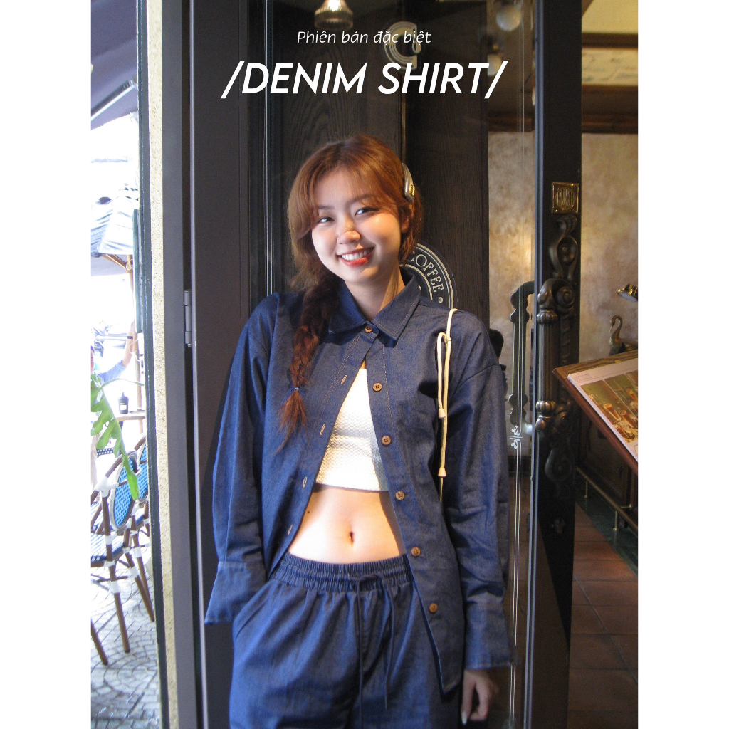 Áo Sơ Mi Linen Tay Dài Form Rộng Basic Xẻ Tà 2 Bên Đi Học - Minipie