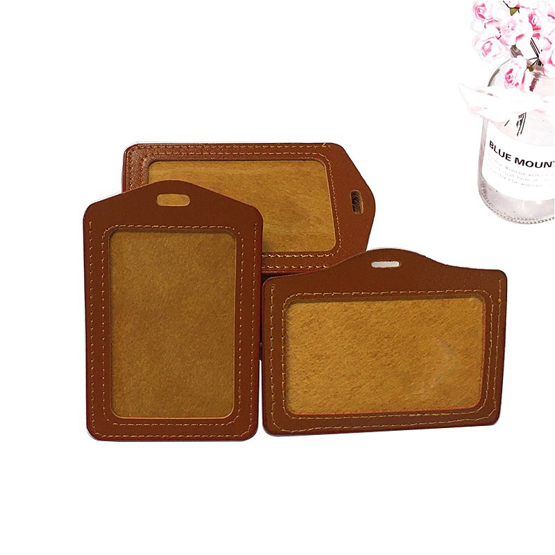 Bao da PU đựng thẻ, bảng tên cho nhân viên học sinh dáng ngang/dọc mẫu đơn giản thanh lịch