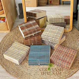 Hộp tre MATHIPDECOR dùng để đựng bánh trung thu, decor chụp ảnh đồ ăn, để trang sức, đồ đa năng, làm quà tết