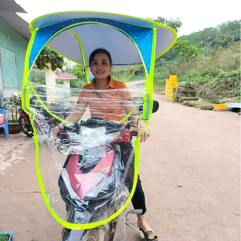 Ô dù đi mưa - sản phẩm che nắng mưa xe máy có rèm 2 bên