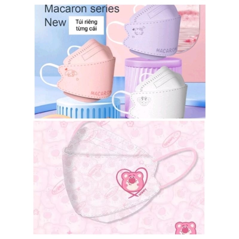 (Túi riêng từng cái) 5 Cái Khẩu trang KF94 trắng Hello Kitty, Cinnamoroll người lớn