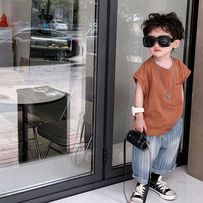 Phụ kiện túi đeo chéo mini da bò phong cách retro cho bé