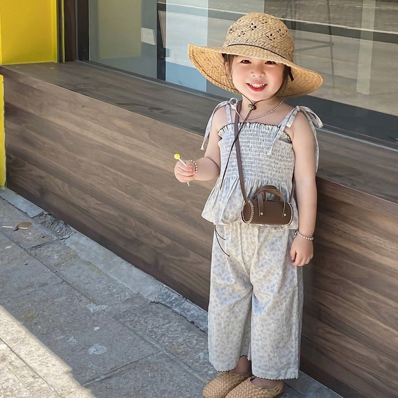 Phụ kiện túi đeo chéo mini da bò phong cách retro cho bé