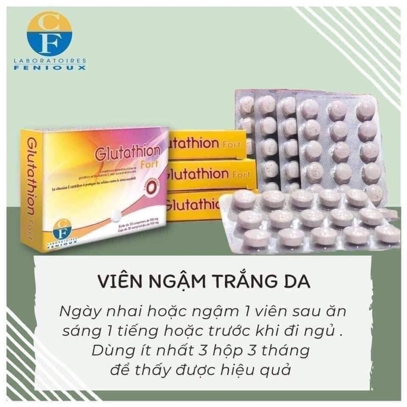 VIÊN NGẬM TRẮNG DA GLUTATHION FORT 30 VIÊN XUẤT XỨ PHÁP