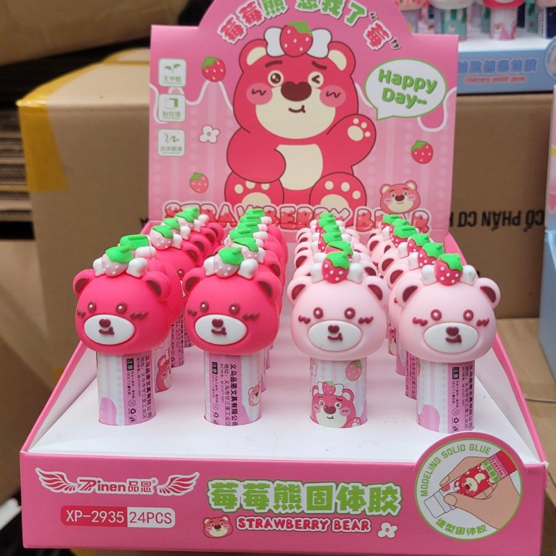 Keo Dán Giấy Hồ Khô Gấu Dâu Lotso Hot Trend Siêu Cute Dụng Cụ Học Tập Học Sinh Viên Văn Phòng