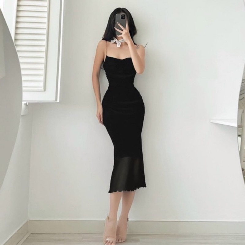 🔥 ĐẦM BODY GÂN 2 DÂY XẺ TÀ