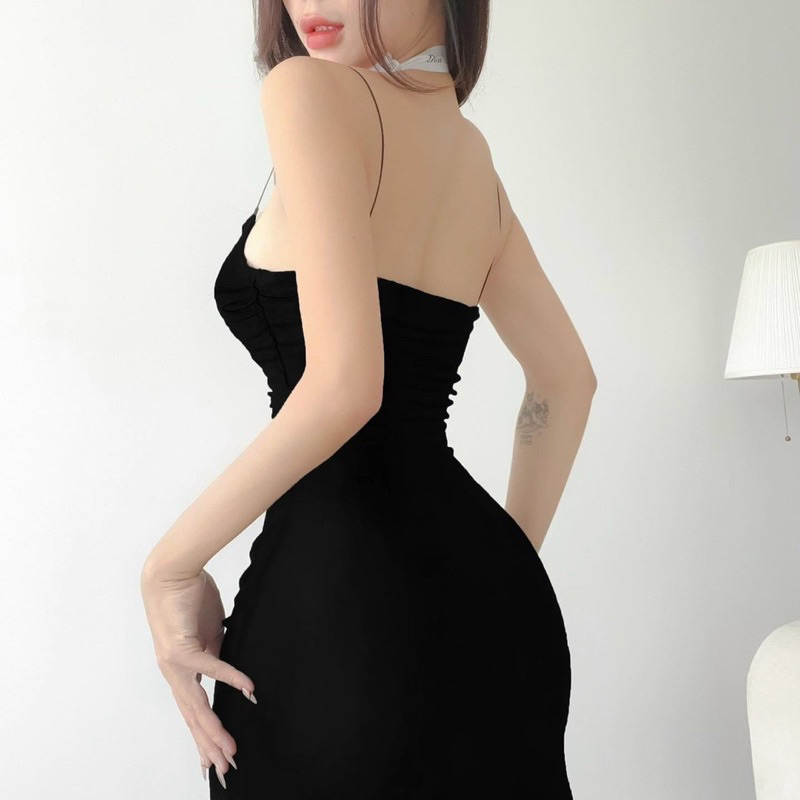 🔥 ĐẦM BODY GÂN 2 DÂY XẺ TÀ