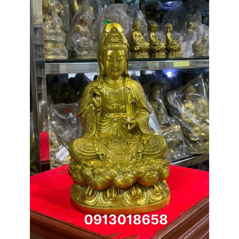 Quan âm tượng quan âm phật bà bằng đồng nguyên chất cao 30cm