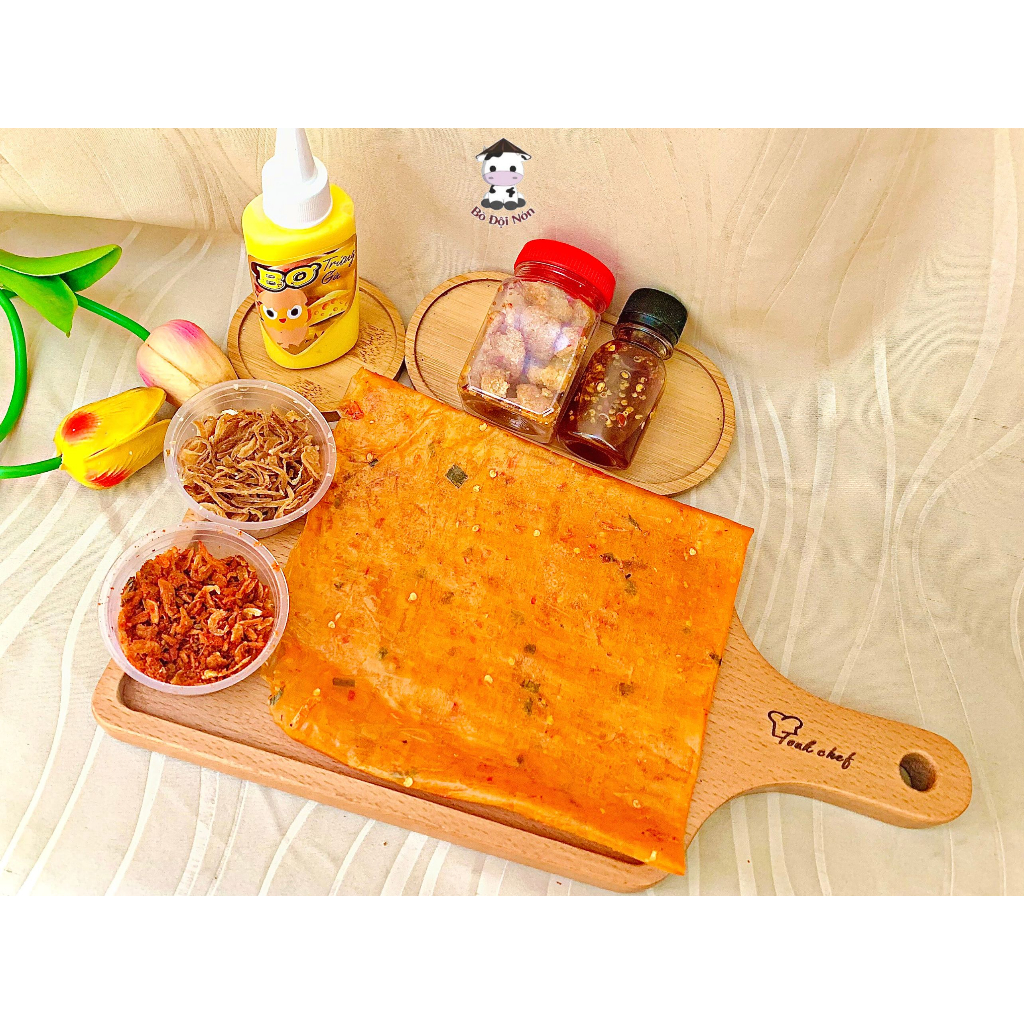 Combo Bánh Tráng Phơi Sương Tóp Mỡ Hành Phi 350G Bò Đội Nón