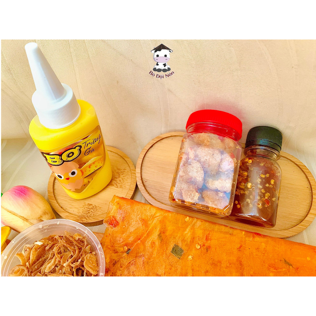 Combo Bánh Tráng Phơi Sương Tóp Mỡ Hành Phi 350G Bò Đội Nón
