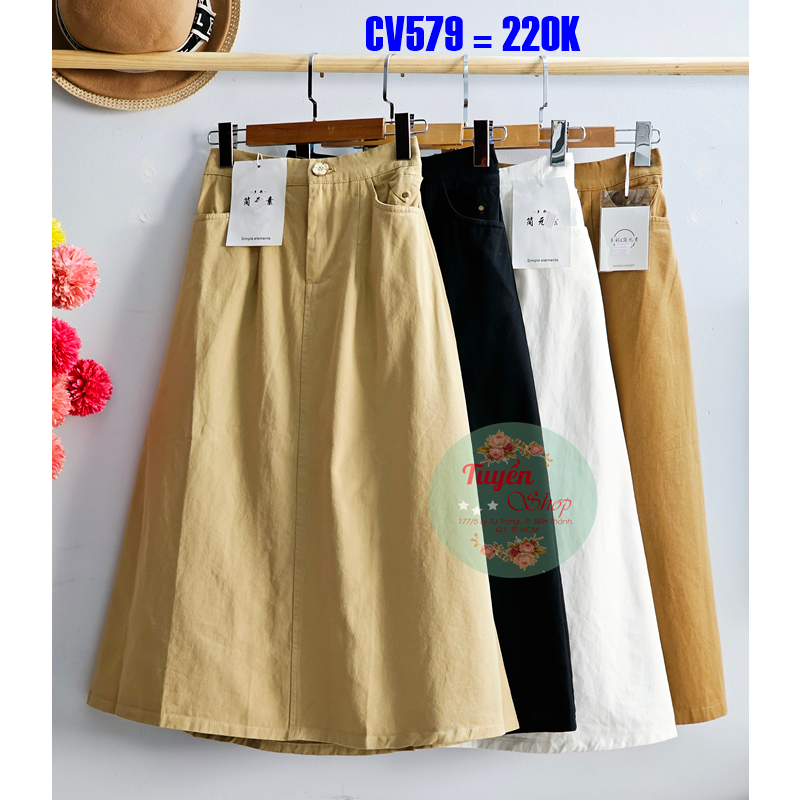 Chân váy kaki midi