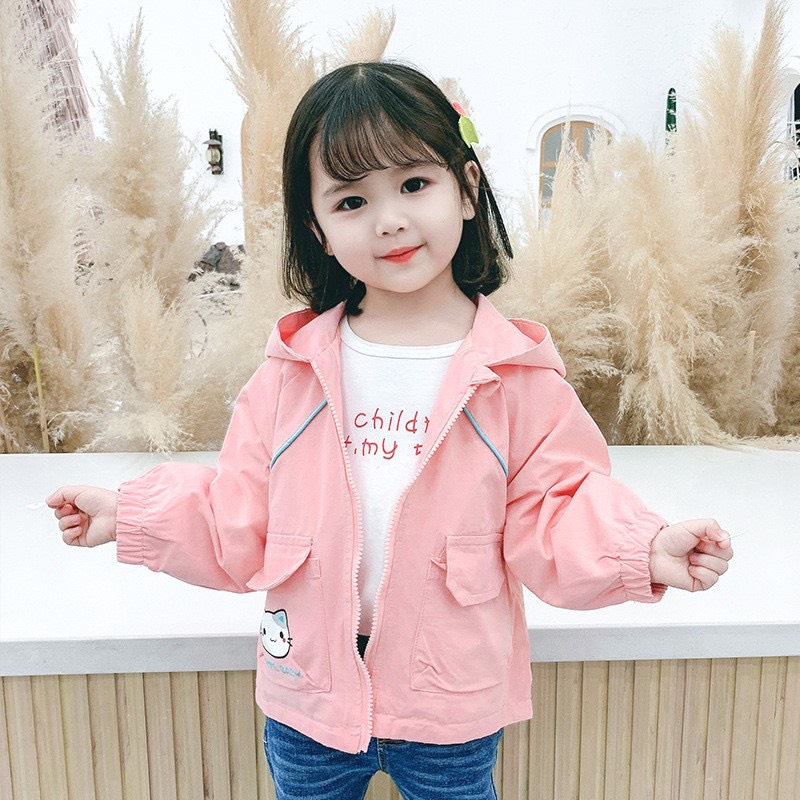 ÁO khoác gió 2 lớp chú mèo JIMM siêu dễ thương cho bé gái 8-25kg