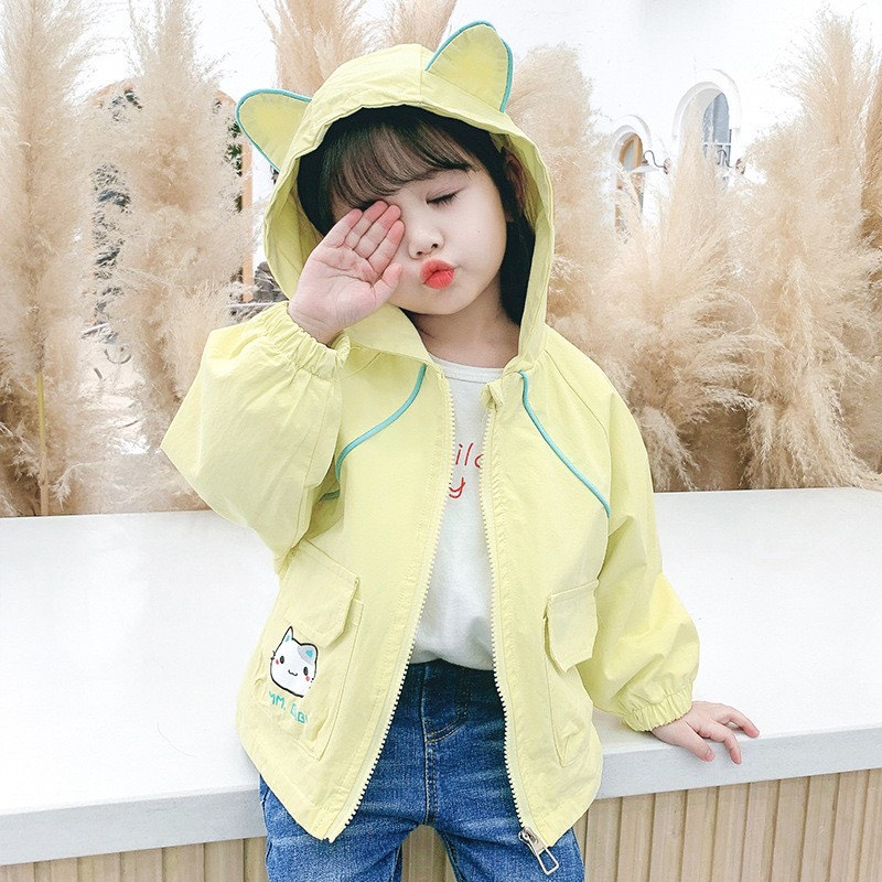 ÁO khoác gió 2 lớp chú mèo JIMM siêu dễ thương cho bé gái 8-25kg