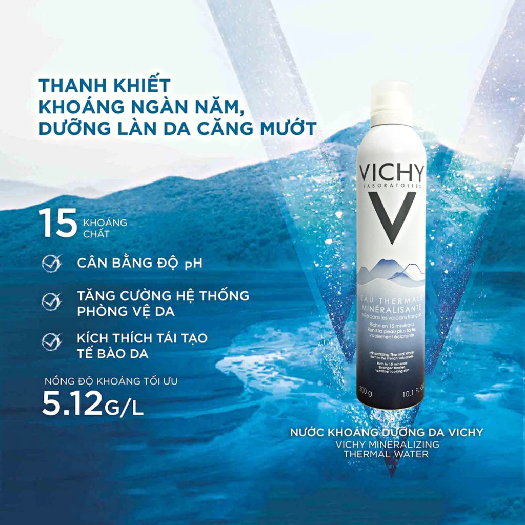 Xịt Khoáng Dưỡng Da Vichy Mineralizing Thermal Water 50-150-300ml Của Pháp Chính Hãng