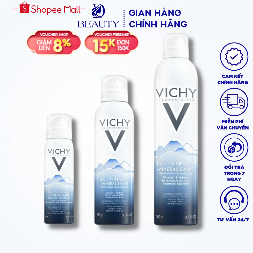 Xịt Khoáng Dưỡng Da Vichy Mineralizing Thermal Water 50-150-300ml Của Pháp Chính Hãng