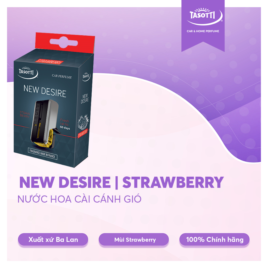 Nước hoa xe hơi kẹp cửa gió TASOTTI NEW DESIRE DOUBLE nhiều mùi hương, nước hoa chiết xuất thiên nhiên