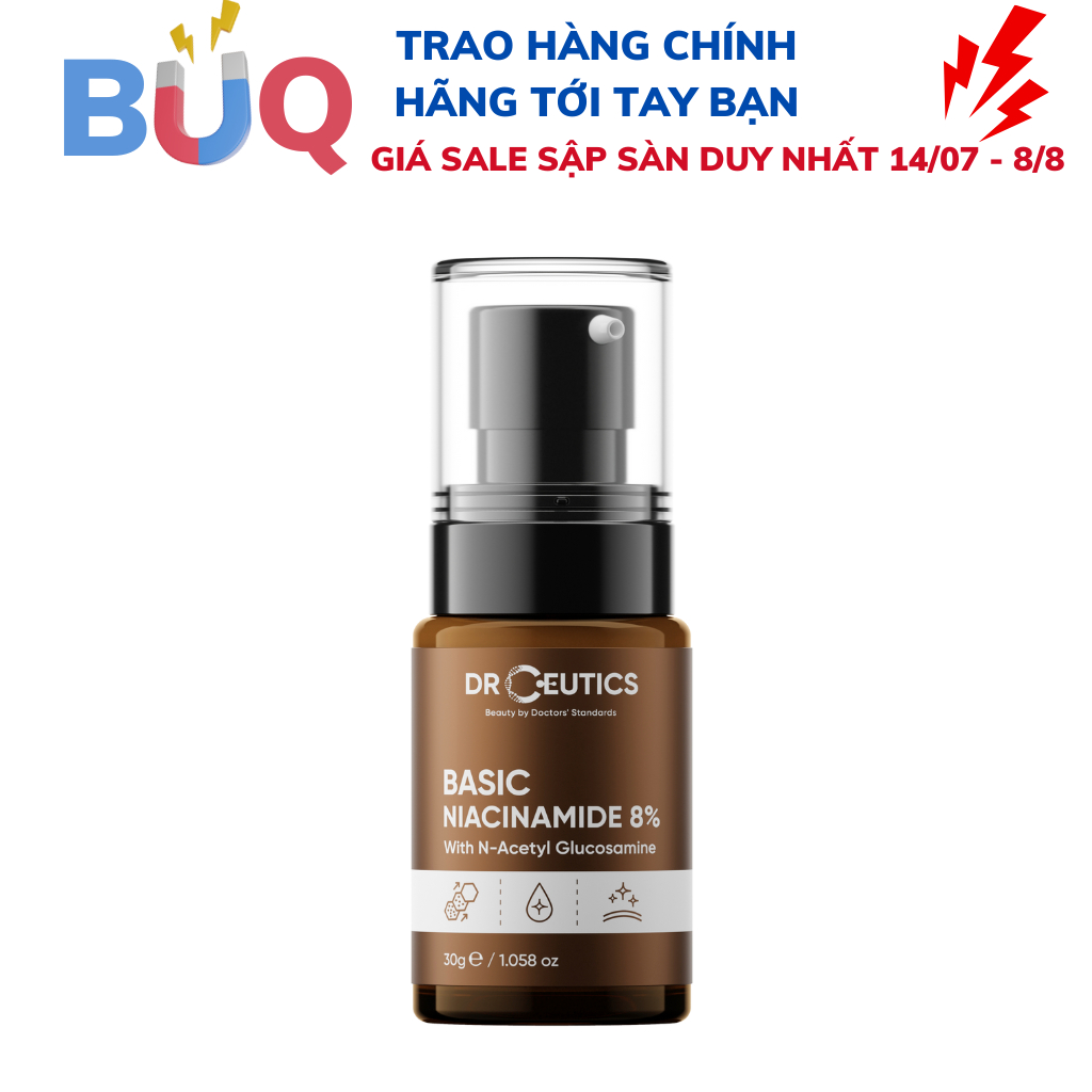 Tinh Chất Niacinamide Basic 8% DrCeutics Cho Da Dầu Mụn (30g)
