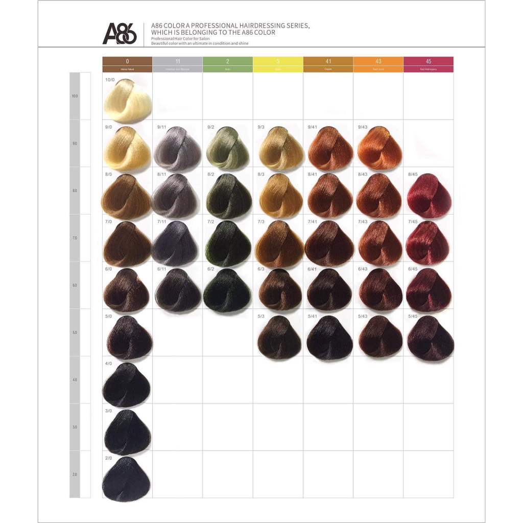 Bảng màu nhuộm tóc A86 116 màu thời trang. Mã màu nhuộm xu hướng trendy cho salon - MICO STORE