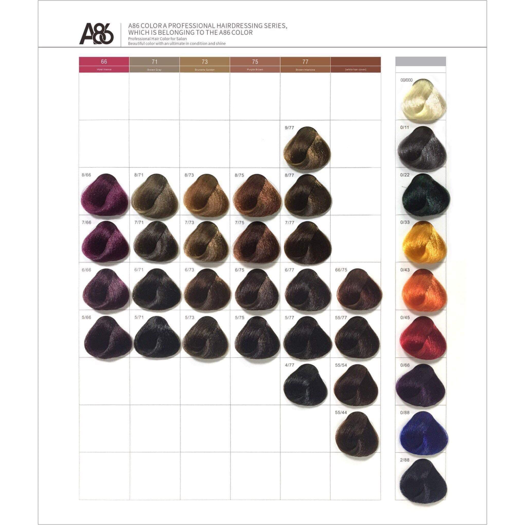 Bảng màu nhuộm tóc A86 116 màu thời trang. Mã màu nhuộm xu hướng trendy cho salon - MICO STORE