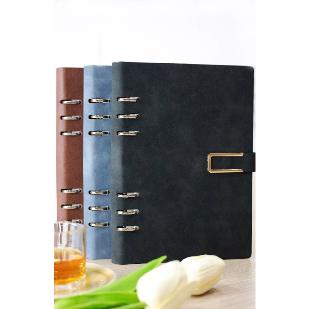 SỔ  BÌA CÒNG KHUY CHỮ U A5/ SỐ BÌA DA CÓ KHUY