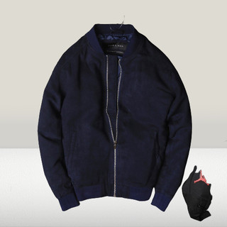 Áo khoác da lộn cổ bomber, thu đông.
