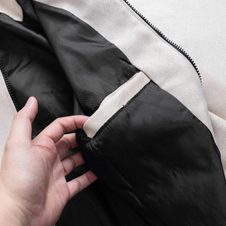 Áo khoác da lộn cổ bomber, thu đông.