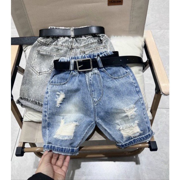 Quần đùi bé trai , quần Jean loang , túi hộp , rách sành điệu cho bé trai